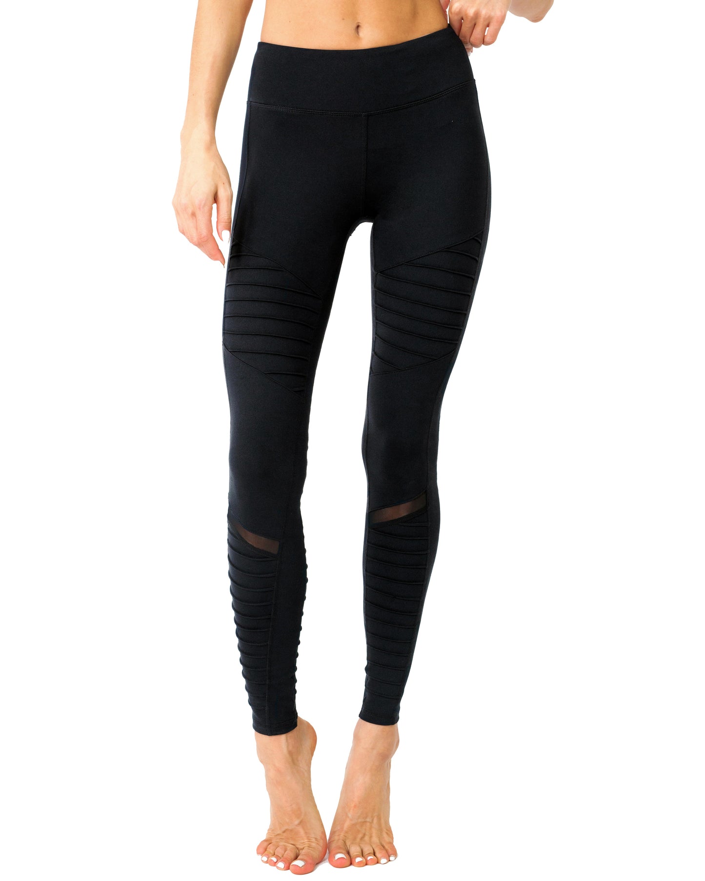 Athletique Low-Waisted Ribbed Leggings With Hidden Pocket and Mesh Panels - Savoy Active